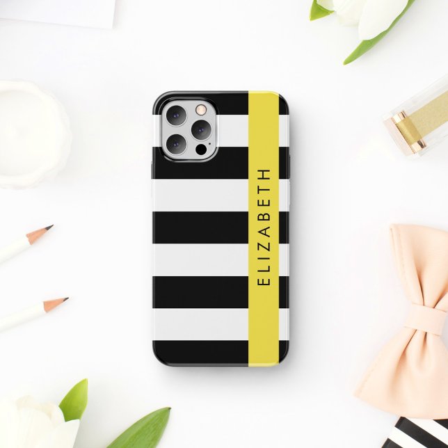 Black and White Stripes, Striped, Lines, Your Name Case-Mate iPhone Case (Creator Uploaded)
