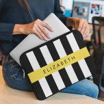 Black and White Stripes, Striped, Lines, Your Name Laptop Sleeve<br><div class="desc">Elegant,  stylish and sophisticated stripes in black and white colour. Modern and trendy gift,  perfect for the stripes lover in your life. Personalize by adding your name,  nickname,  monogram or initials.</div>