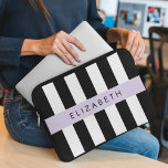 Black and White Stripes, Striped, Lines, Your Name Laptop Sleeve<br><div class="desc">Elegant,  stylish and sophisticated stripes in black and white colour. Modern and trendy gift,  perfect for the stripes lover in your life. Personalize by adding your name,  nickname,  monogram or initials.</div>