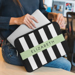 Black and White Stripes, Striped, Lines, Your Name Laptop Sleeve<br><div class="desc">Elegant,  stylish and sophisticated stripes in black and white colour. Modern and trendy gift,  perfect for the stripes lover in your life. Personalize by adding your name,  nickname,  monogram or initials.</div>