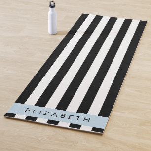 Black and White Stripes, Striped, Lines, Your Name Yoga Mat