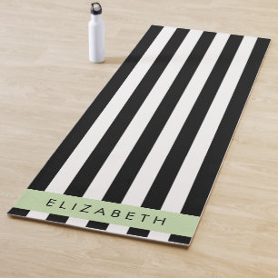 Black and White Stripes, Striped, Lines, Your Name Yoga Mat