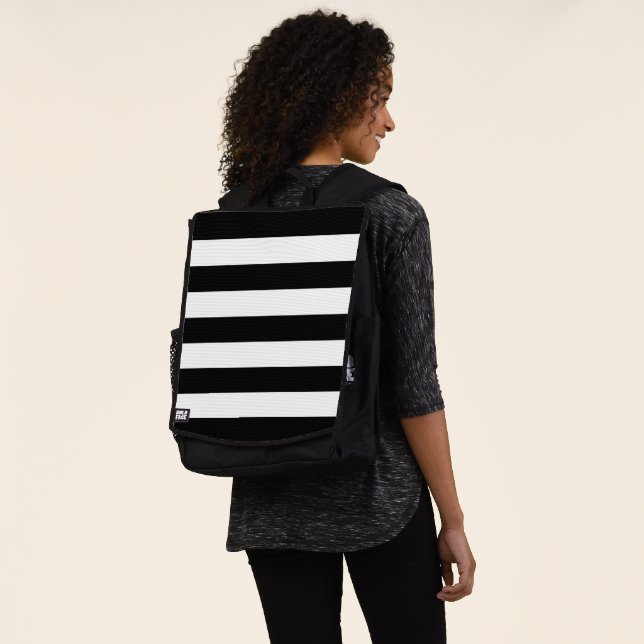 Black and White Stripes, Striped Pattern, Lines Backpack (Worn)