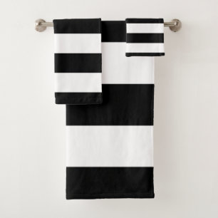 Black and White Stripes, Striped Pattern, Lines Bath Towel Set
