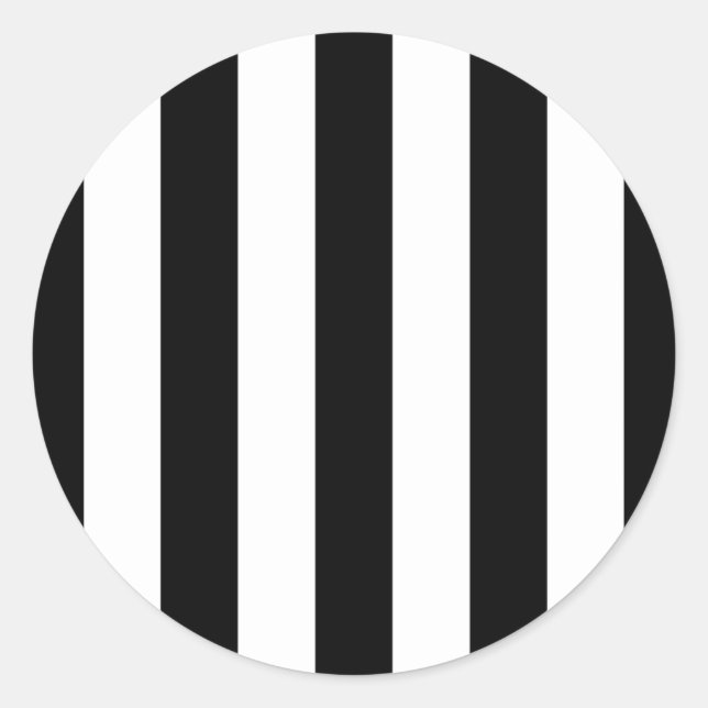 Black and White Stripes, Striped Pattern, Lines Classic Round Sticker (Front)