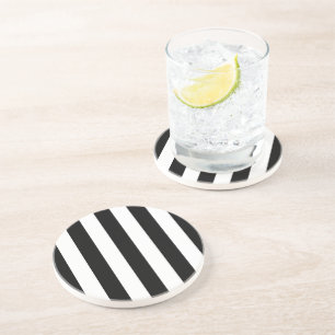 Black and White Stripes, Striped Pattern, Lines Coaster