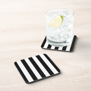 Black and White Stripes, Striped Pattern, Lines Coaster