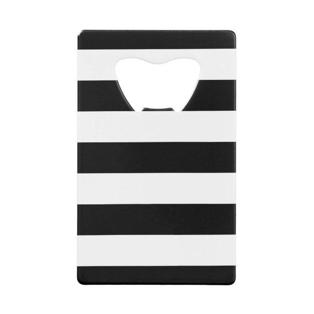 Black and White Stripes, Striped Pattern, Lines Credit Card Bottle Opener (Front)