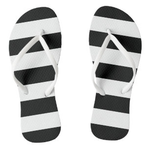 Black and White Stripes, Striped Pattern, Lines Flip Flops