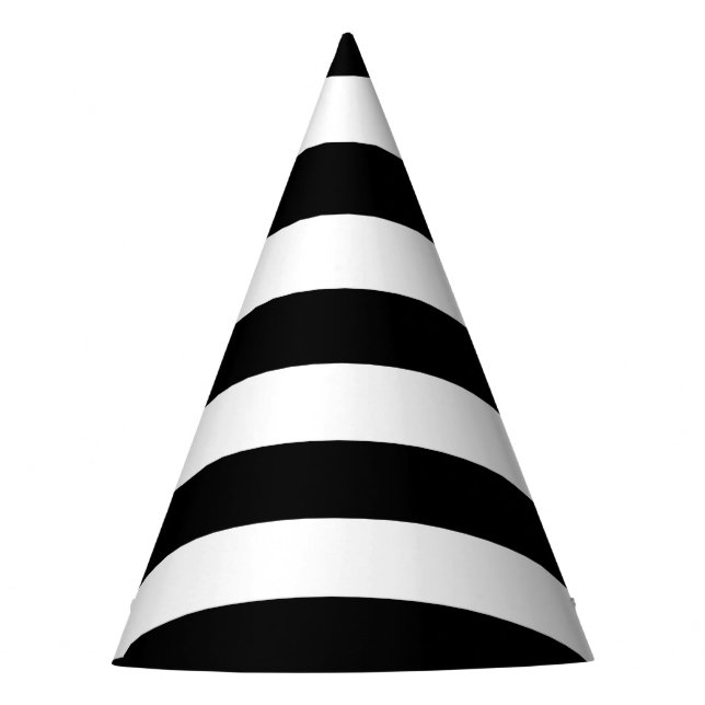 Black and White Stripes, Striped Pattern, Lines Party Hat (Front)