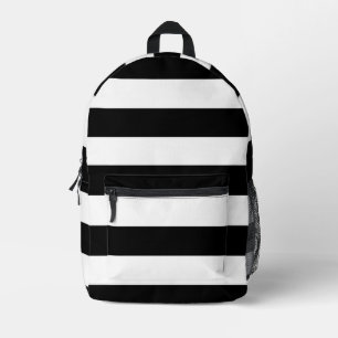 Black and White Stripes, Striped Pattern, Lines Printed Backpack