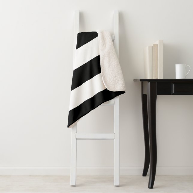 Black and White Stripes, Striped Pattern, Lines Sherpa Blanket (In Situ)