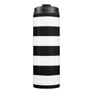 Black and White Stripes, Striped Pattern, Lines Thermal Tumbler