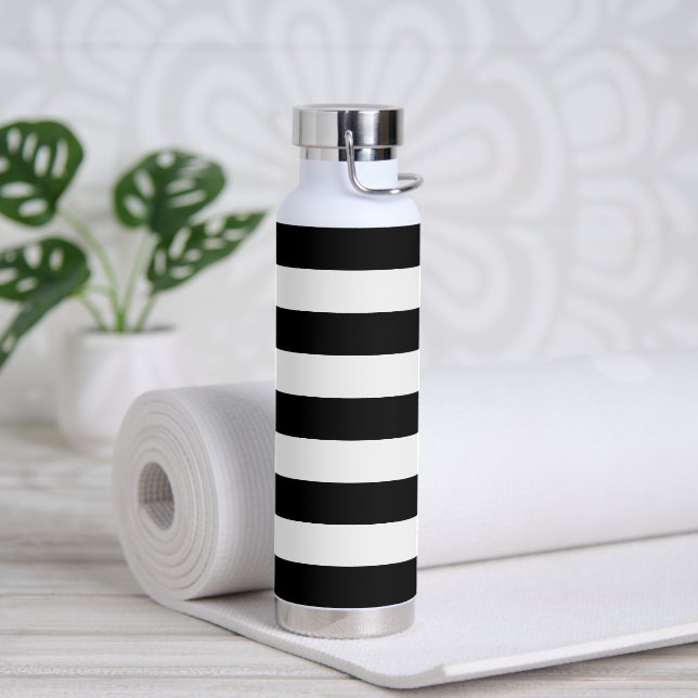Black and White Stripes, Striped Pattern, Lines Water Bottle (Yoga)