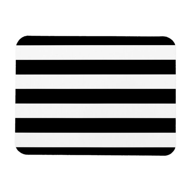 Black And White Stripes Stylish Magnet (Horizontal)