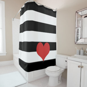 Black and White Stripes w/Red Heart