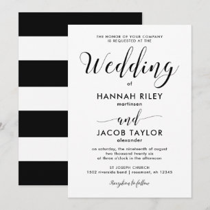 Black and White Stripes Wedding Invitation