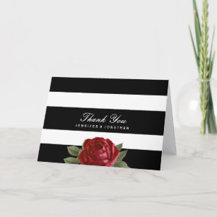 Black and White Stripes Wedding Thank You Cards