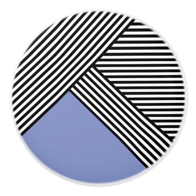 Black and white stripes with blue triangle  ceramic knob (Front)