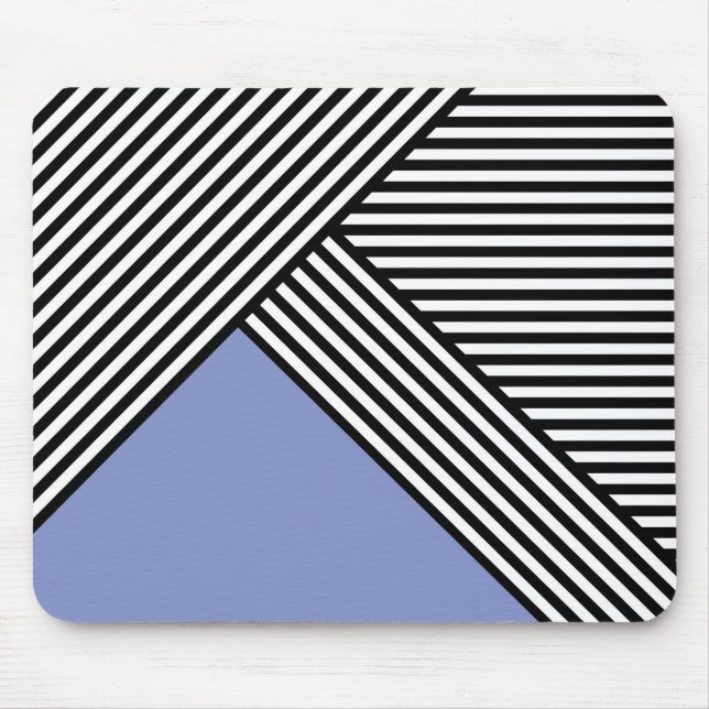 Black and white stripes with blue triangle  mouse pad (Front)