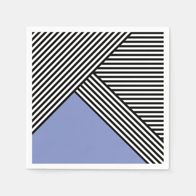 Black and white stripes with blue triangle  napkin (Front)