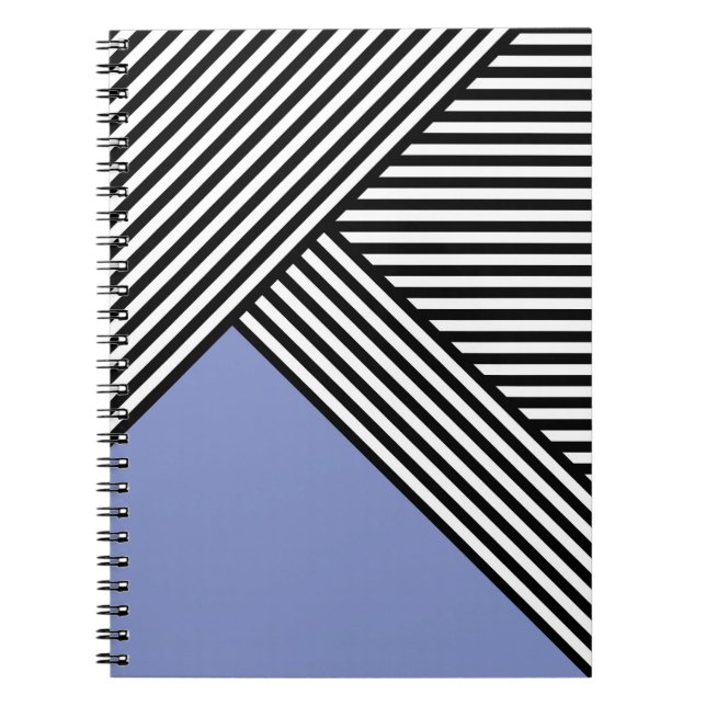 Black and white stripes with blue triangle  notebook (Front)