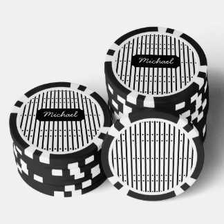 Black And White Stripes With Dots, Custom Poker Chips