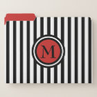 Black and White Stripes With Red Monogram