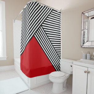Black and white stripes with red triangle
