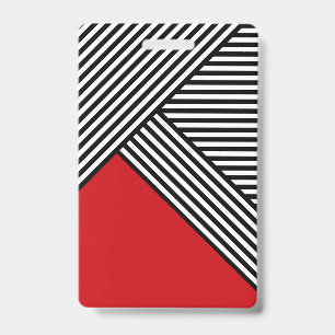 Black and white stripes with red triangle badge
