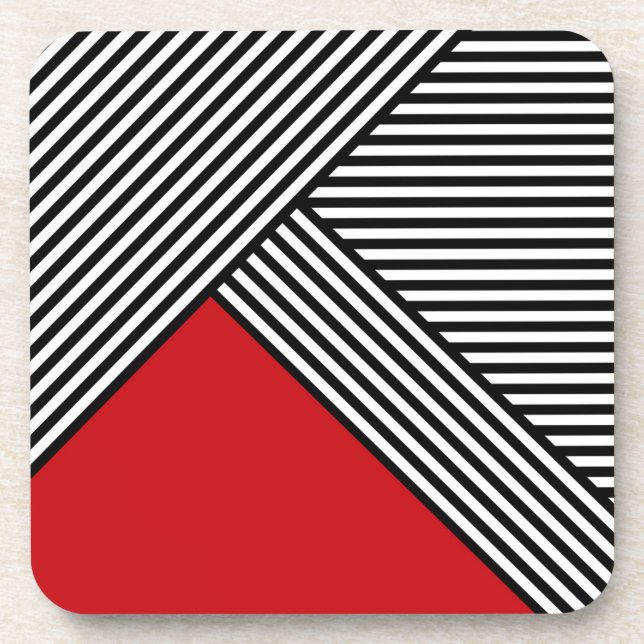 Black and white stripes with red triangle coaster (Front)