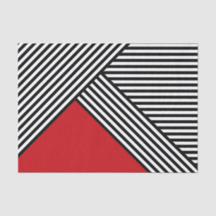 Black and white stripes with red triangle tissue paper