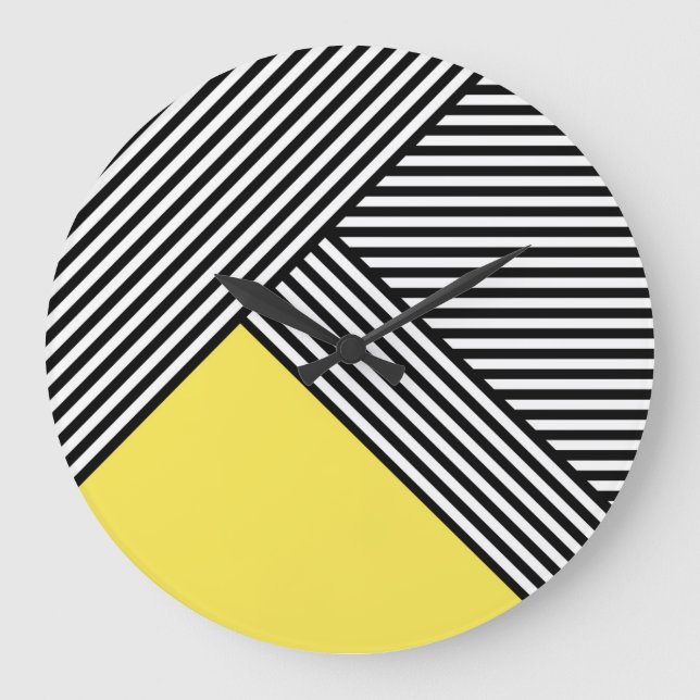 Black and white stripes with yellow triangle  large clock (Front)