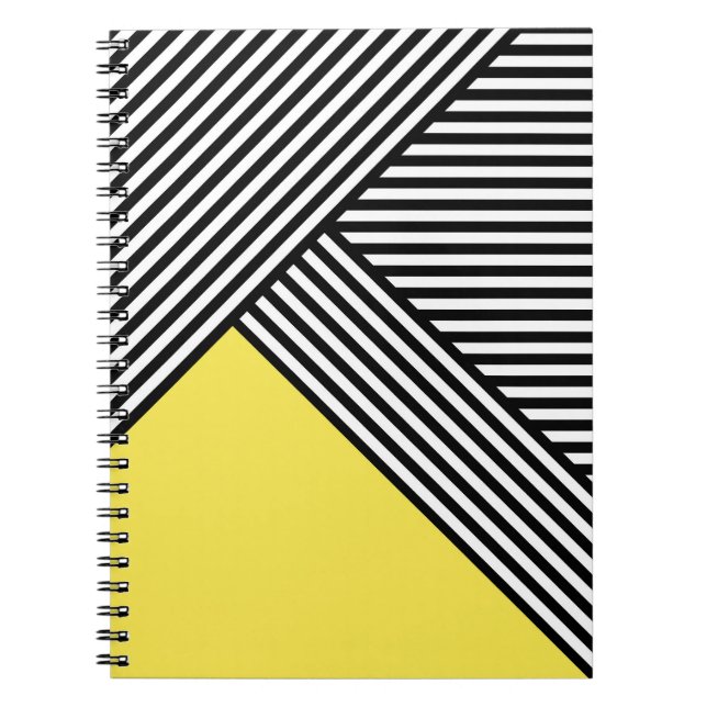 Black and white stripes with yellow triangle  notebook (Front)