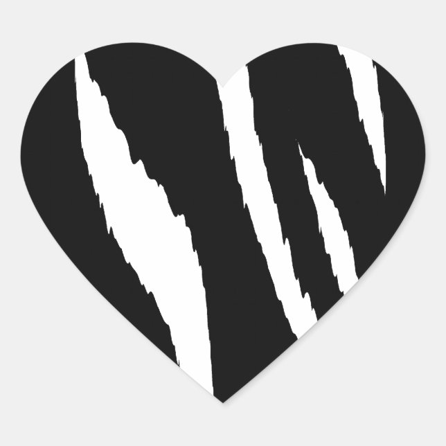 Black and White Strips Heart Sticker (Front)