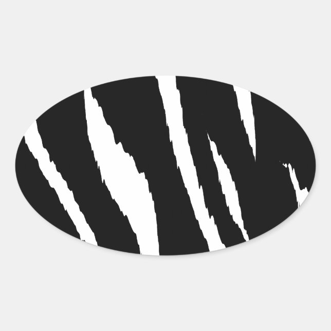 Black and White Strips Oval Sticker (Front)