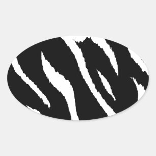 Black and White Strips Oval Sticker