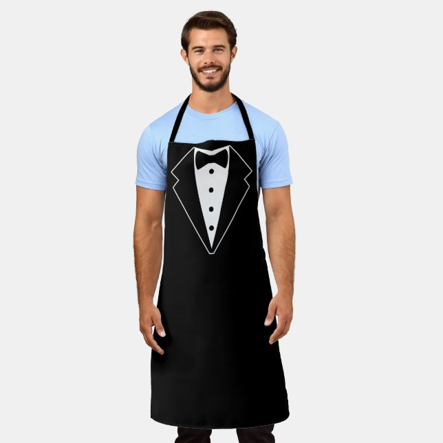 Black and White Stylish Classy Tuxedo Apron (Worn)