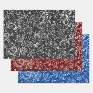 Black and White Stylish Cloth Elegant White Stroke Wrapping Paper Sheet