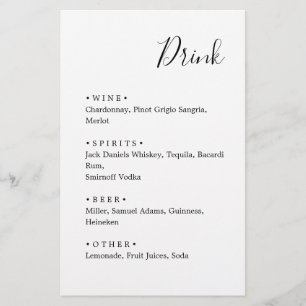 Black and white. Stylish Minimalist wedding menu