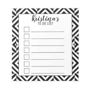 Black and White Stylish Personalized To Do List Notepad
