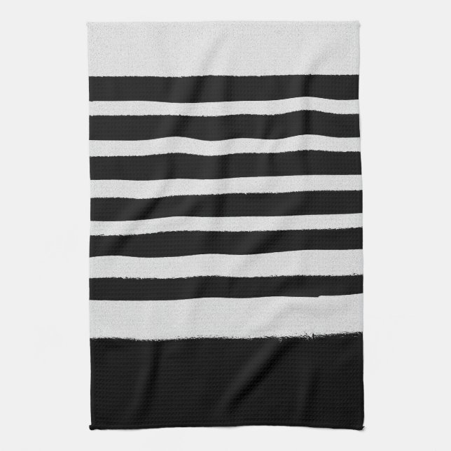 Black and White Stylish Trendy Striped Pattern Kitchen Towel (Vertical)