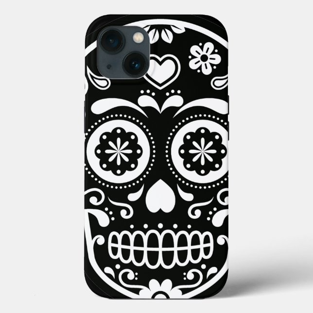 Black and White Sugar Skull Heart Case-Mate iPhone Case (Back)