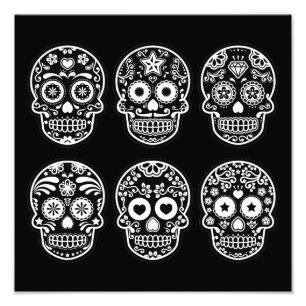 Black and White Sugar Skull Photo Print