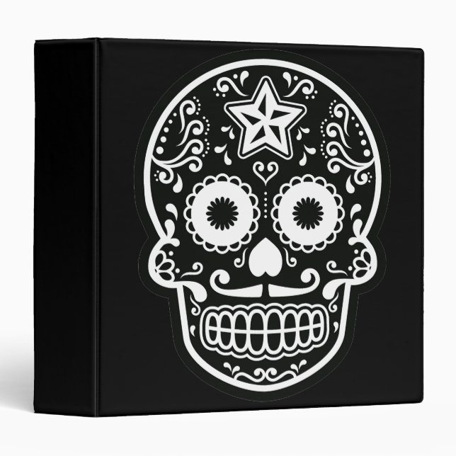 Black and White Sugar Skull Star Binder (Front/Spine)