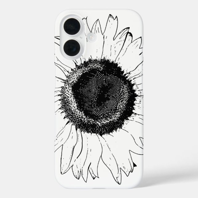 Black and White Sunflower Case-Mate iPhone Case (Back)