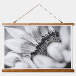 Black and White Sunflower close up Hanging Tapestry