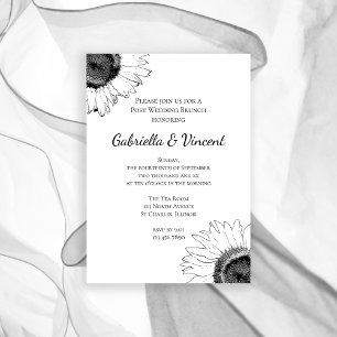 Black and White Sunflower Post Wedding Brunch Invitation