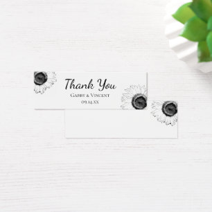 Black and White Sunflower Wedding Favour Tags