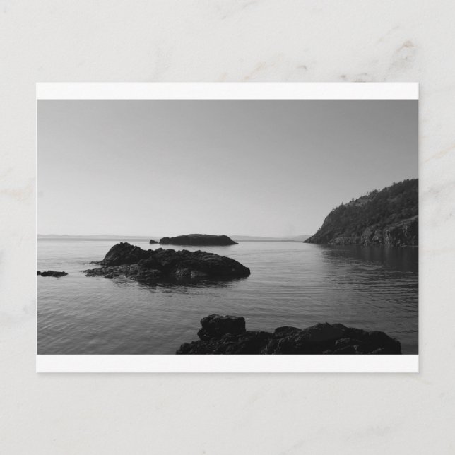 Black and White Sunset Ocean Scene Postcard (Front)